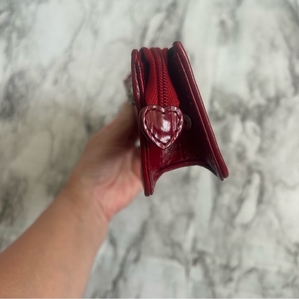 Brighton | Red Leather Croc Embossed Zip Up cosmetic Case Coin purse Makeup case - Picture 5 of 10
